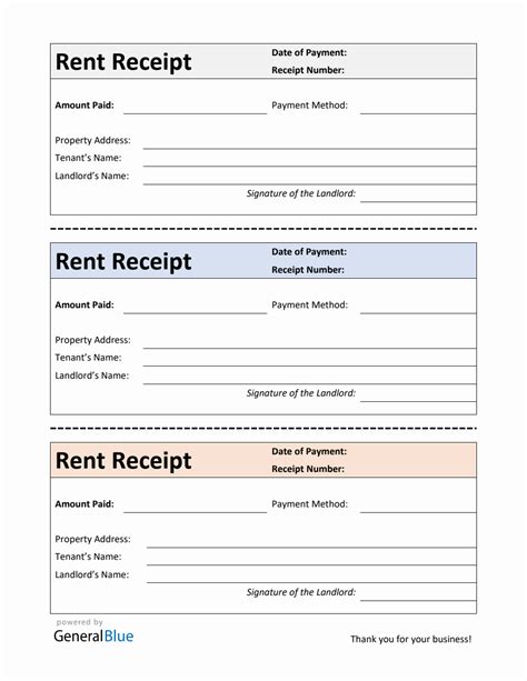 Basic Rental Receipt