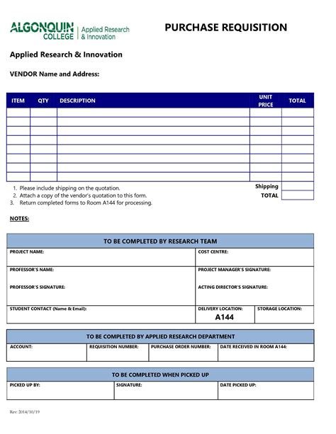 Basic Requisition Form Template