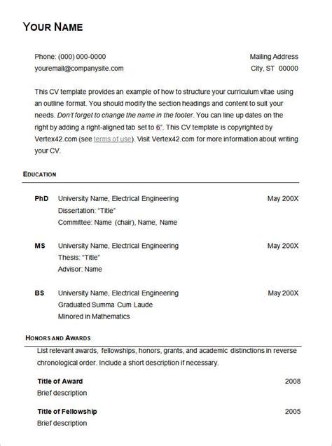 Basic Resume Template Sample