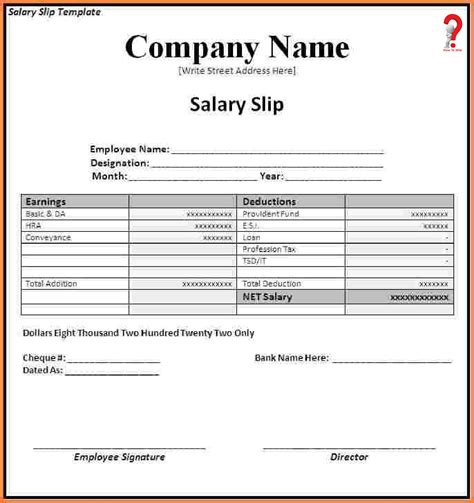 Basic Salary Slip Template