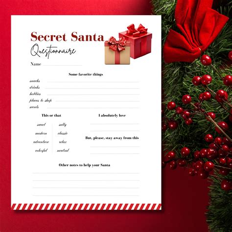 Basic Secret Santa List Printable