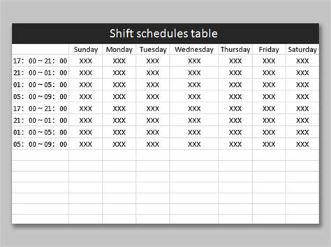 Basic Shift Schedule Template in Excel