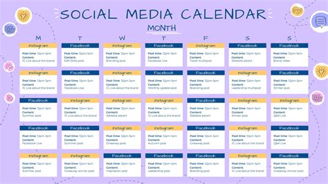 Basic Social Media Calendar Template