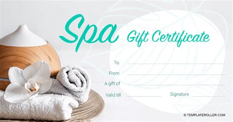 Basic spa gift certificate template