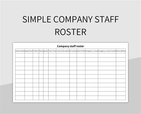 Basic Staff Roster Template