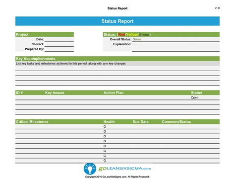 Basic Status Report Template