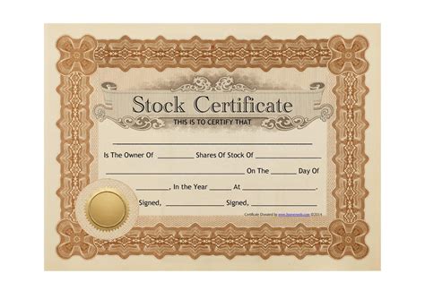 Basic Stock Certificate Template