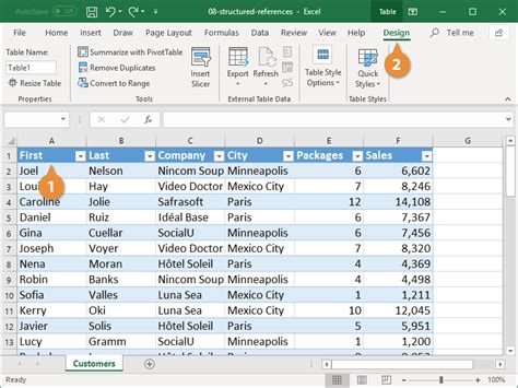 Basic Structured Reference Example