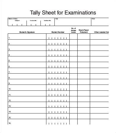 Basic Tally Sheet Template in Excel