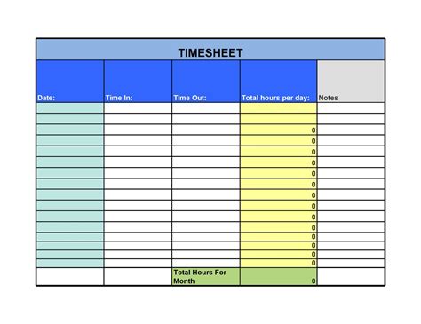 Basic Timesheet Template in Google Sheets