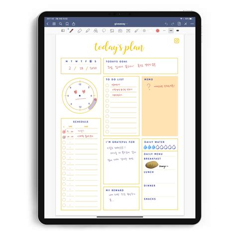 A sample basic to-do list template for Goodnotes