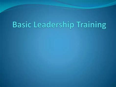 Basic Training Leadership Training