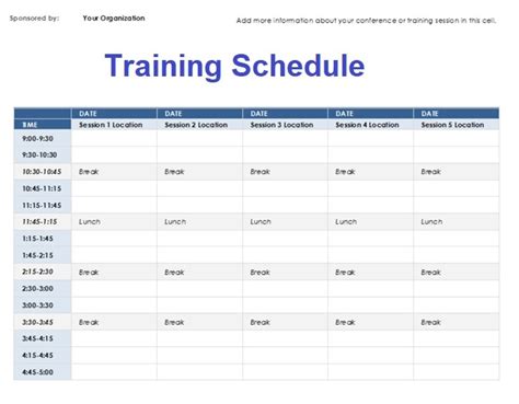 Basic Training Schedule Template