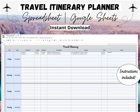 Basic trip itinerary template