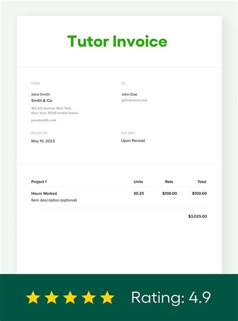 Basic Tutoring Invoice Template