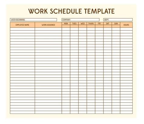 Basic Work Schedule Template