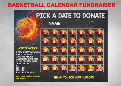 Basketball Calendar Fundraiser Ideas