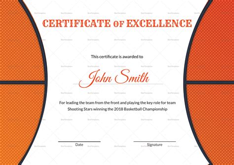 Basketball Camp Certificate Template PowerPoint