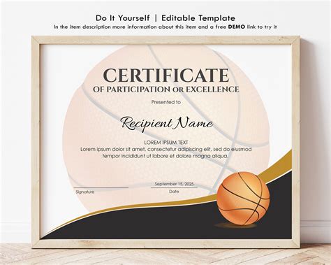 Basketball Certificate Template