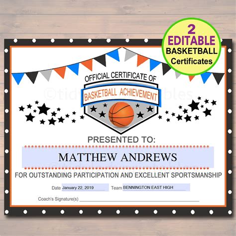 Basketball Certificate Template 5