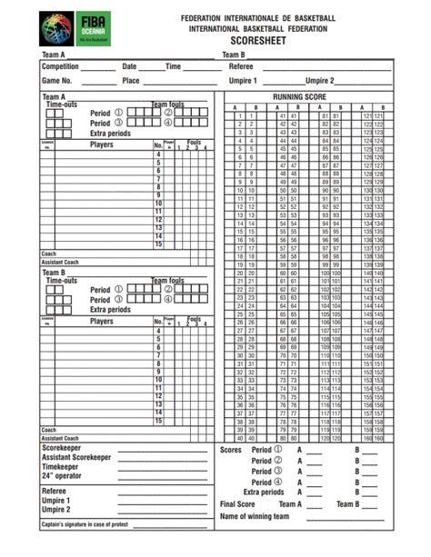 Basketball Match Card Template