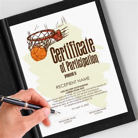 Basketball Participation Certificate Template