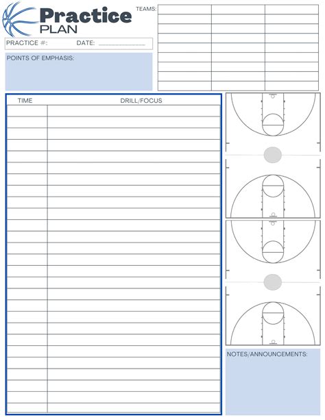 Basketball Practice Plan Template with Conditioning Drills