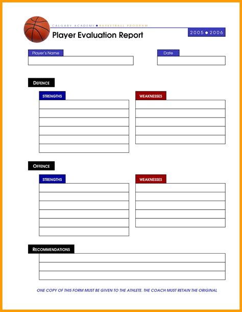 Example of a Basketball Scouting Report Template