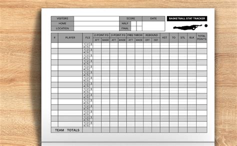 Basketball Stat Book Template Example 6