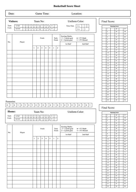 Basketball Stat Sheet Template Example 10