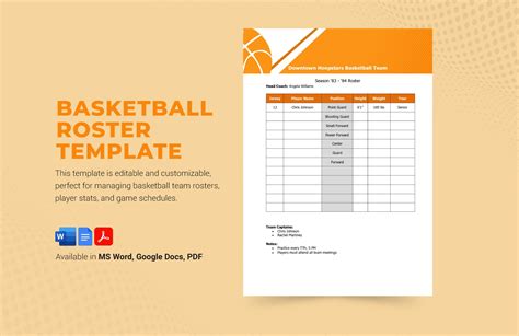 Basketball Team Management Template