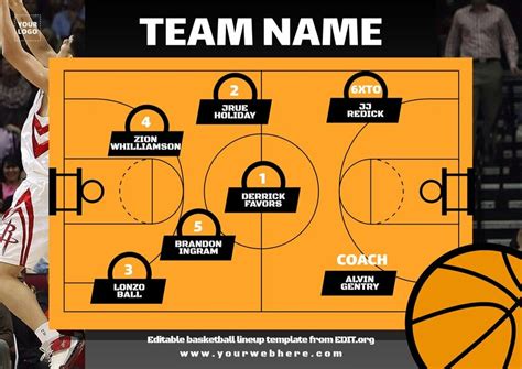 Basketball team roster template example