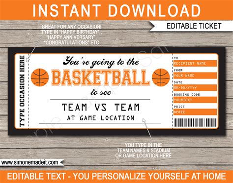 Basketball Ticket Template 10