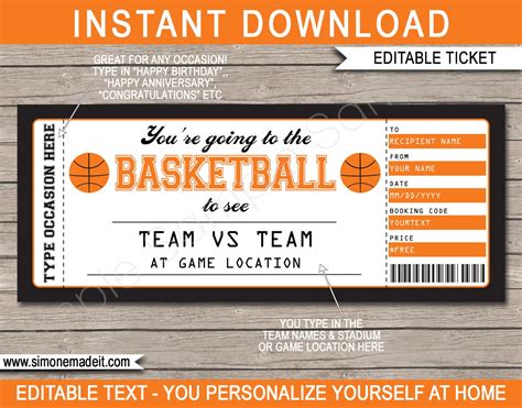 Basketball Ticket Template 4