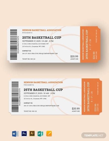 Basketball Ticket Template 8