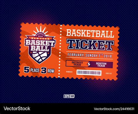 Example of a well-designed basketball game ticket template