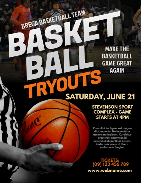 Basketball Tryouts Flyer Template Example