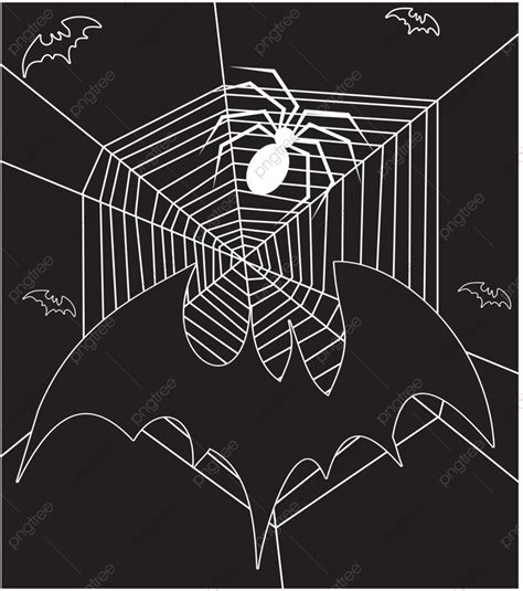 A bat and spider web pumpkin carving template