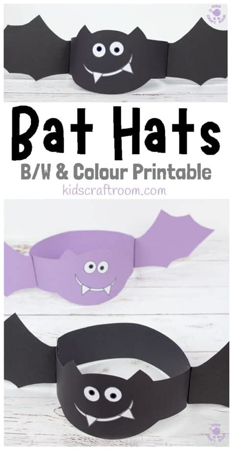 A bat hat template with a whimsical design, featuring a flying bat shape with colorful wings