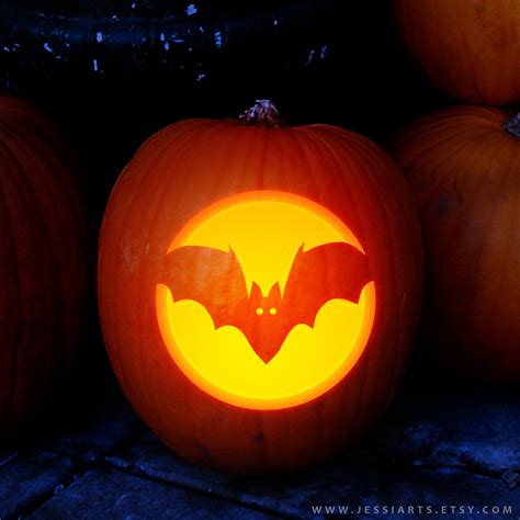 A spooky bat pumpkin carving template