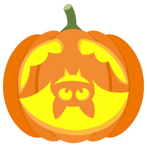 A bat and spider web pumpkin carving template