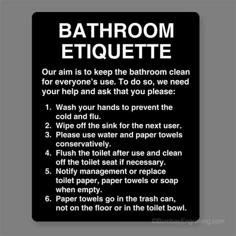 Bathroom etiquette signs for public restrooms