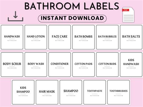 Bathroom labels with a minimalist design