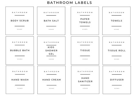 Bathroom labels with a vintage design