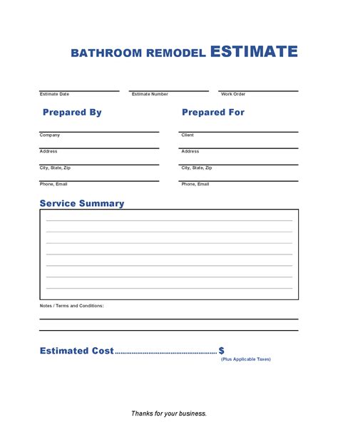 Bathroom Remodel Proposal Template Format 2