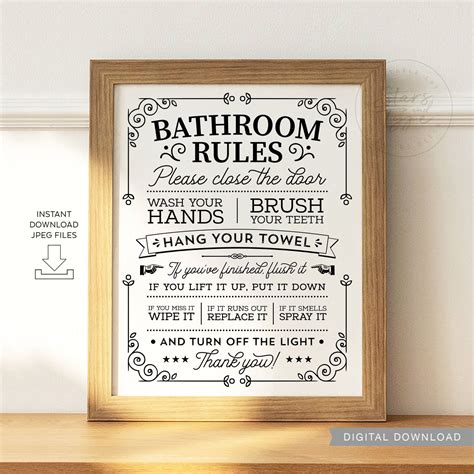 Bathroom rules printables gallery 3