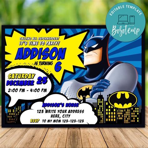 Batman birthday invitation 4