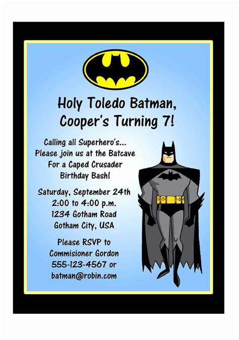 Batman kids invitation 7