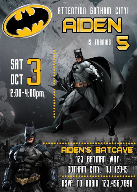 Batman party invitations