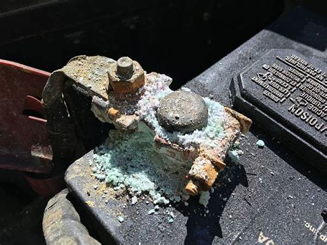 Battery terminal corrosion damage